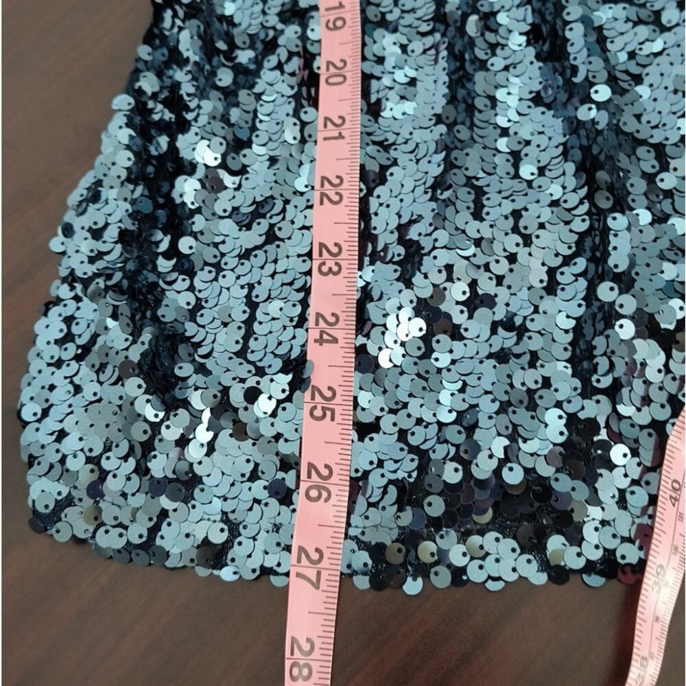 Dress Barn Sequin Tank Top Wmn's L Royal Blue Cowl Neck Sleeveless Stretch knit - Picture 9 of 13